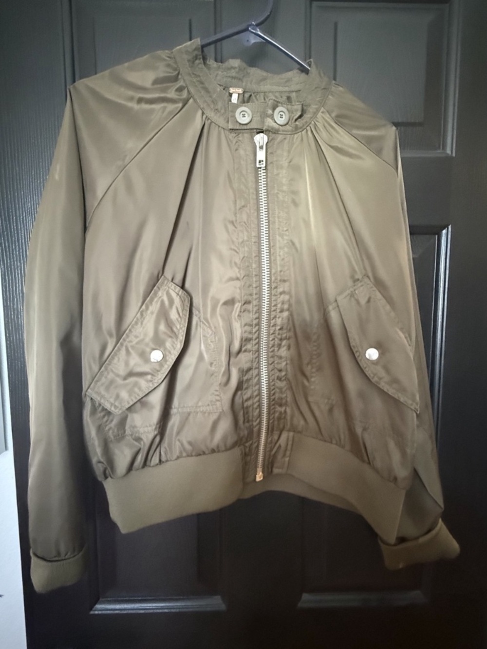 Free People Olive Green Bomber Jacket Size M